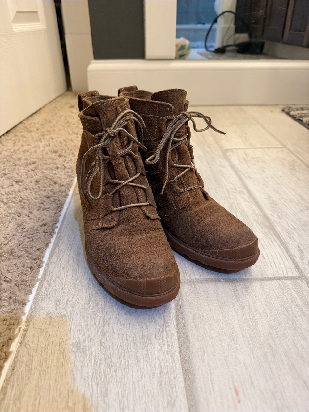 Sorel Brown Suede Wedge Boots